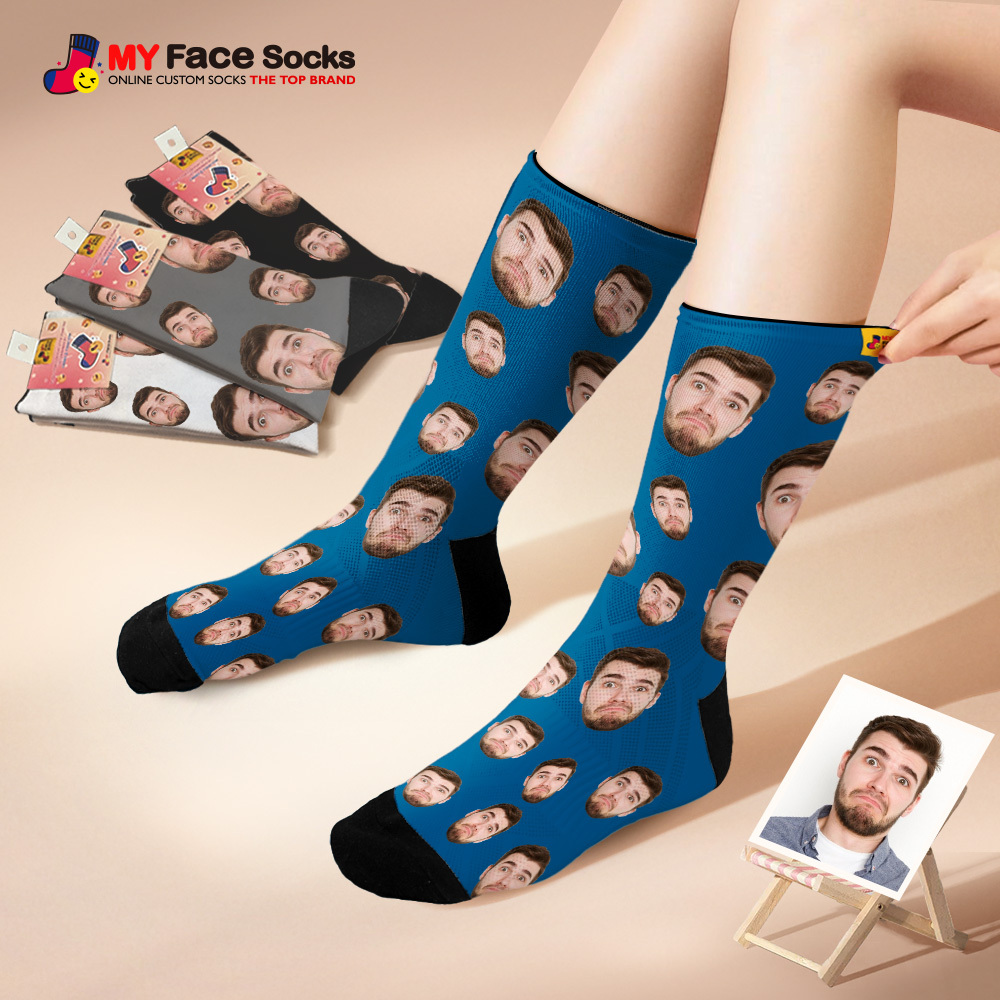 Benutzerdefinierte Gesichtssocken Mit Mehreren Gesichtern, Atmungsaktiv, Bilder Hinzufügen, Bunte Fotosocken, Geschenke - MyFaceSocksDE