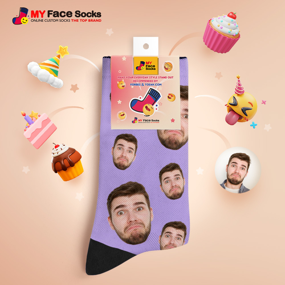 Benutzerdefinierte Gesichtssocken Mit Mehreren Gesichtern, Atmungsaktiv, Bilder Hinzufügen, Bunte Fotosocken, Geschenke - MyFaceSocksDE