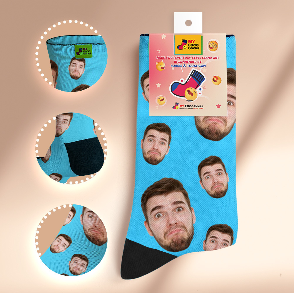 Benutzerdefinierte Gesichtssocken Mit Mehreren Gesichtern, Atmungsaktiv, Bilder Hinzufügen, Bunte Fotosocken, Geschenke - MyFaceSocksDE