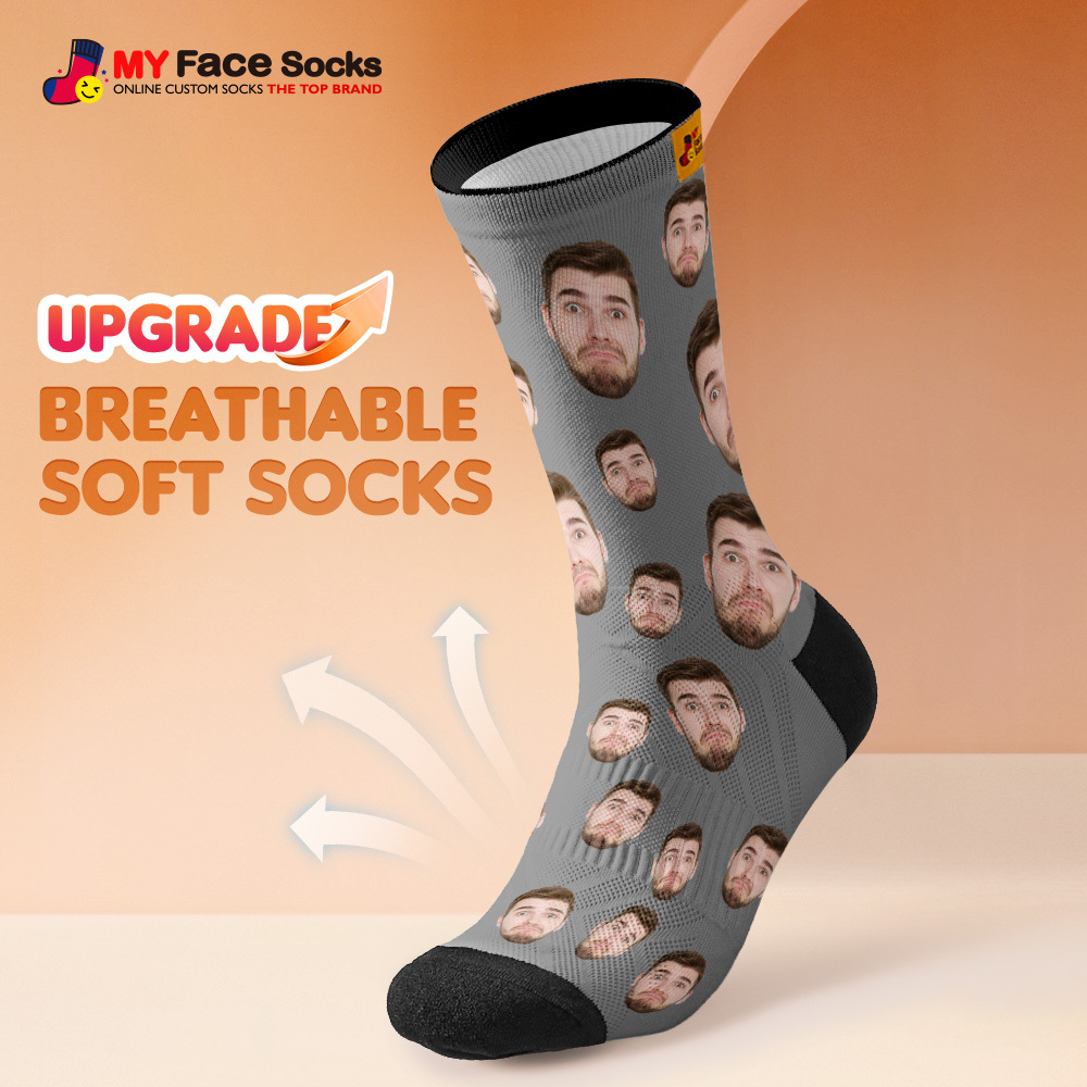Benutzerdefinierte Gesichtssocken Mit Mehreren Gesichtern, Atmungsaktiv, Bilder Hinzufügen, Bunte Fotosocken, Geschenke - MyFaceSocksDE