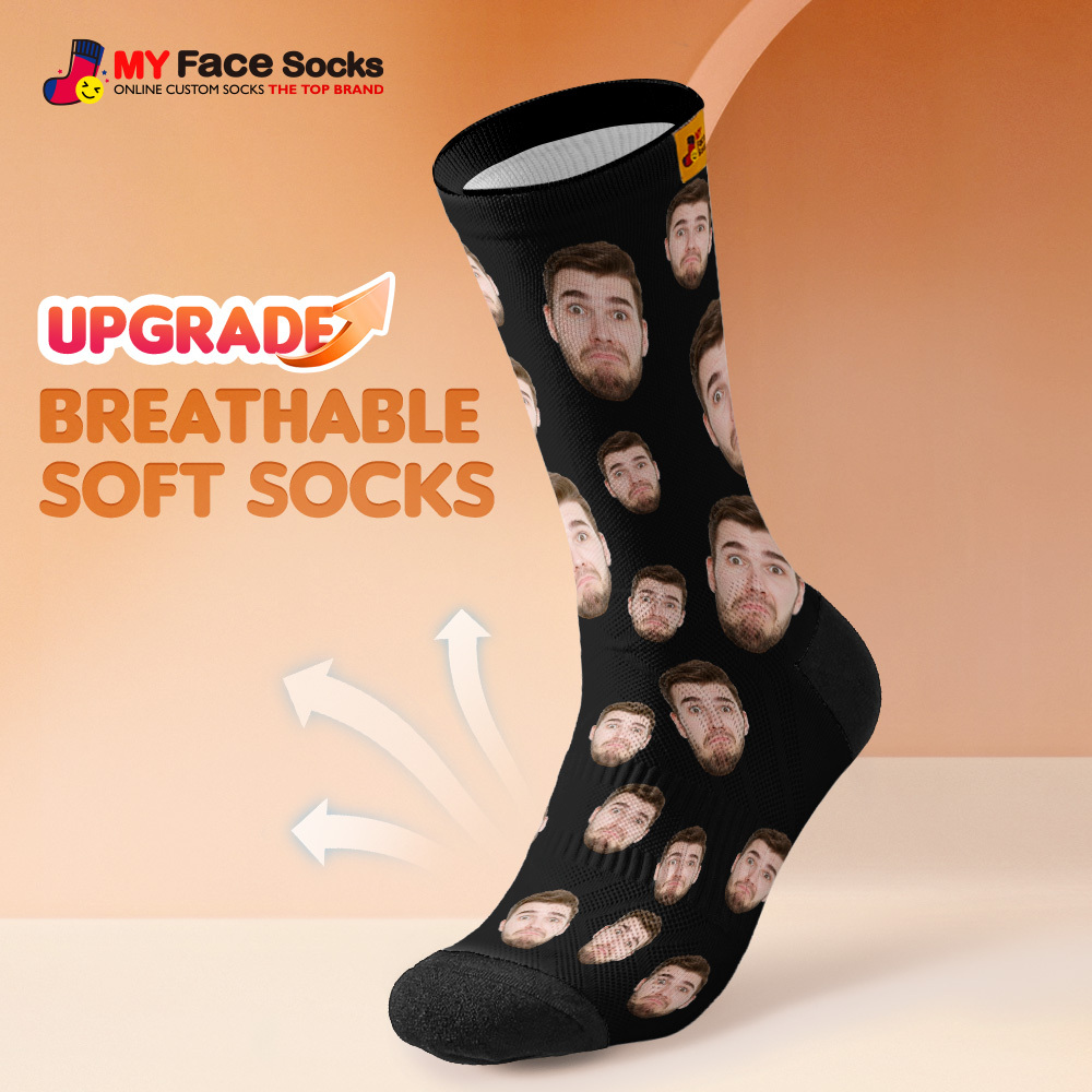 Benutzerdefinierte Gesichtssocken Mit Mehreren Gesichtern, Atmungsaktiv, Bilder Hinzufügen, Bunte Fotosocken, Geschenke - MyFaceSocksDE