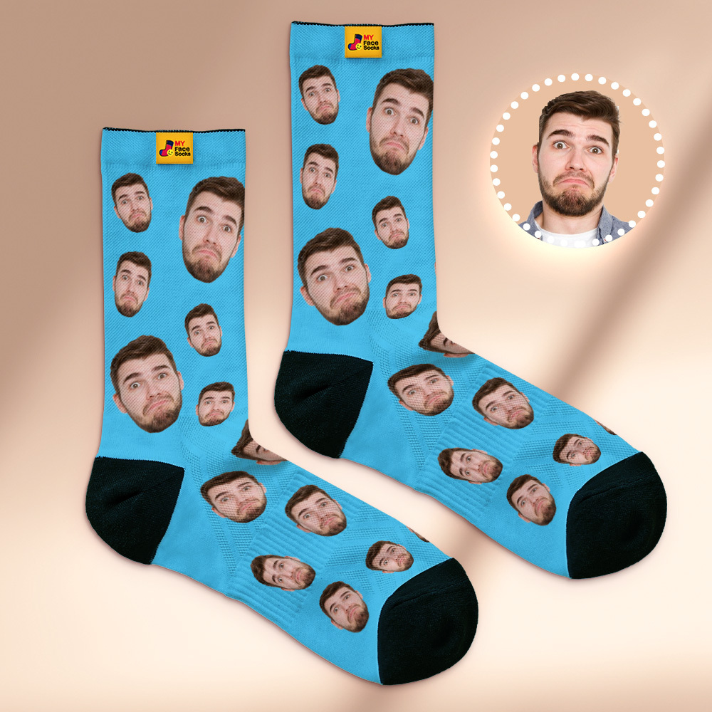 Benutzerdefinierte Gesichtssocken Mit Mehreren Gesichtern, Atmungsaktiv, Bilder Hinzufügen, Bunte Fotosocken, Geschenke - MyFaceSocksDE