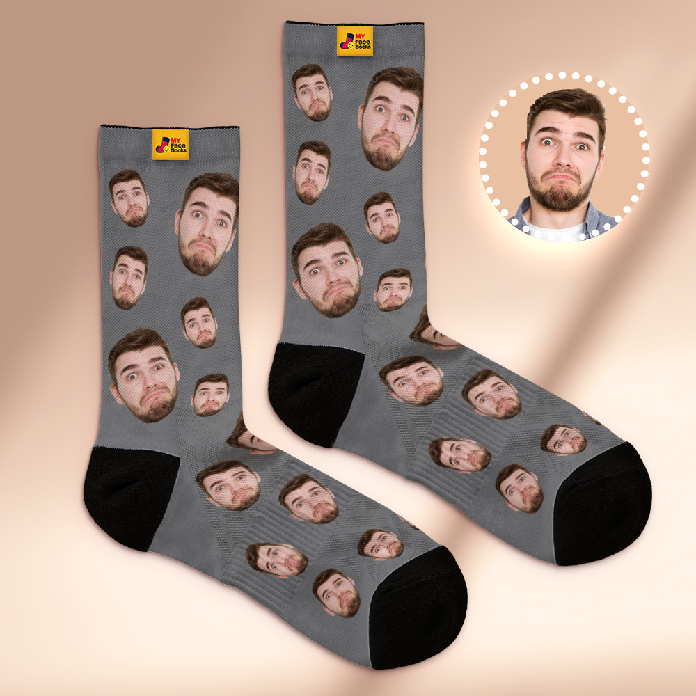 Benutzerdefinierte Gesichtssocken Mit Mehreren Gesichtern, Atmungsaktiv, Bilder Hinzufügen, Bunte Fotosocken, Geschenke - MyFaceSocksDE
