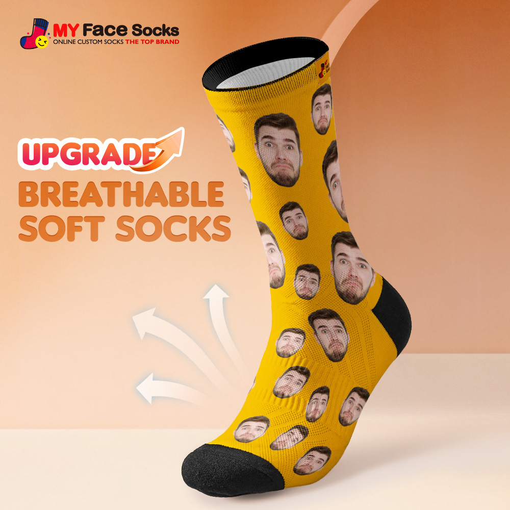Benutzerdefinierte Gesichtssocken Mit Mehreren Gesichtern, Atmungsaktiv, Bilder Hinzufügen, Bunte Fotosocken, Geschenke - MyFaceSocksDE