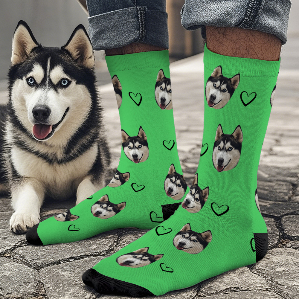 Benutzerdefinierte Gesichtssocken Bilder Hinzuf��gen S��?e Hundefotos Sockengeschenk F��r Haustierliebhaber Weihnachten