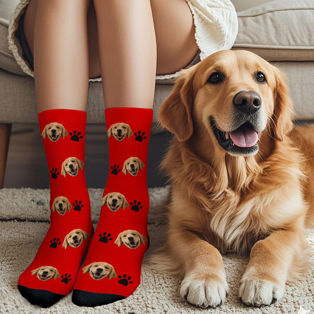 Benutzerdefinierte Gesichtssocken Bilder Hinzuf��gen S��?e Hundefotos Sockengeschenk F��r Haustierliebhaber Weihnachten