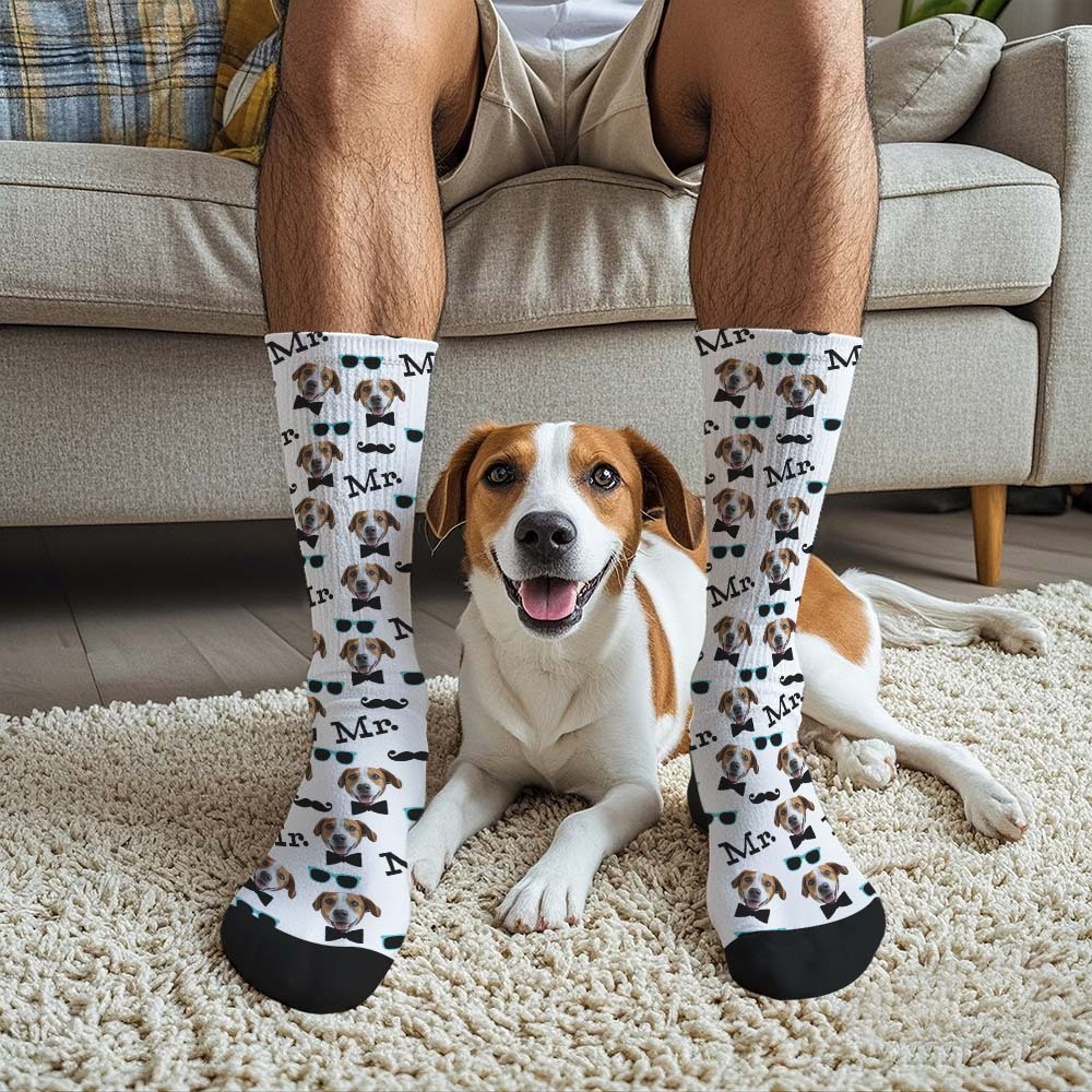 Benutzerdefinierte Vollgesichtssocken Mr Cute Rote Socken Personalisiertes Foto Individuelles Design Beste Geschenkidee - MyFaceSocksDE