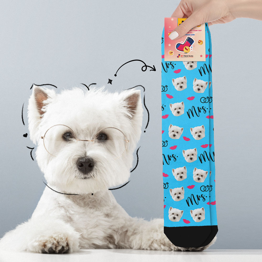 Benutzerdefinierte Vollgesichtssocken, Mrs. Cute-socken, Personalisiertes Foto, Individuelles Design, Beste Geschenkidee - MyFaceSocksDE