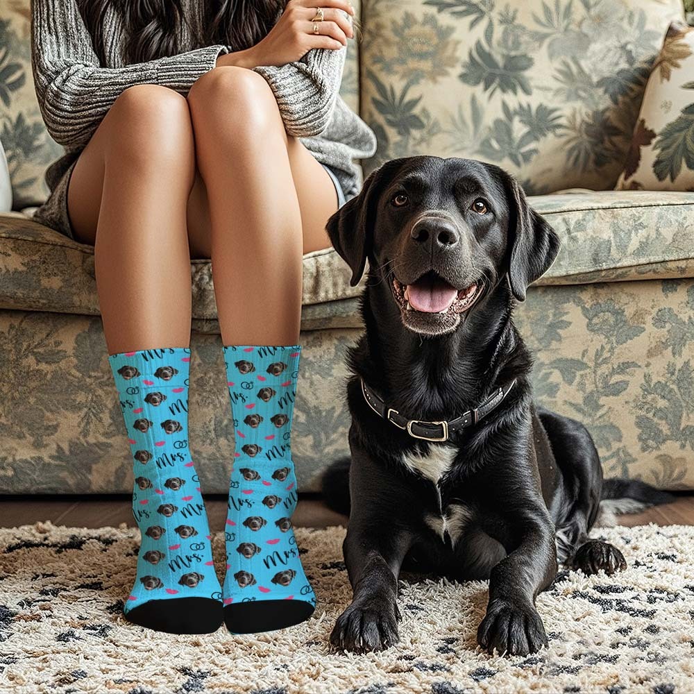 Benutzerdefinierte Vollgesichtssocken, Mrs. Cute-socken, Personalisiertes Foto, Individuelles Design, Beste Geschenkidee - MyFaceSocksDE