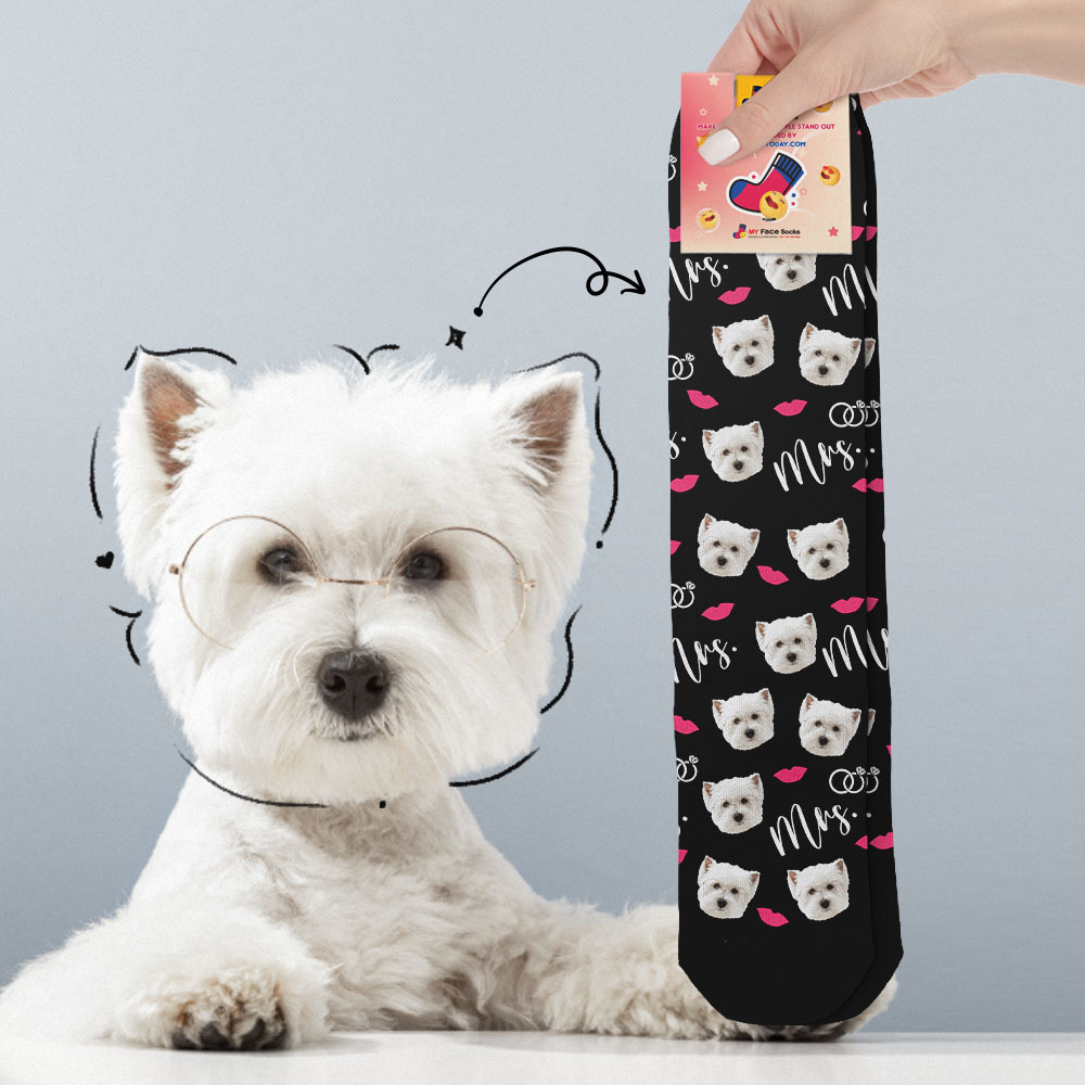 Benutzerdefinierte Vollgesichtssocken, Mrs. Cute-socken, Personalisiertes Foto, Individuelles Design, Beste Geschenkidee - MyFaceSocksDE