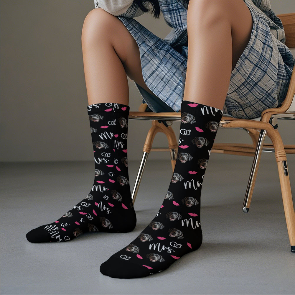 Benutzerdefinierte Vollgesichtssocken, Mrs. Cute-socken, Personalisiertes Foto, Individuelles Design, Beste Geschenkidee - MyFaceSocksDE