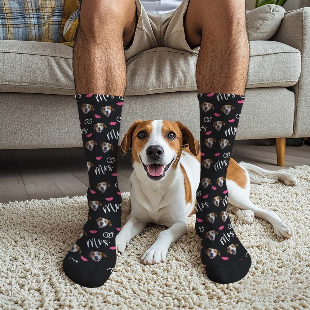 Benutzerdefinierte Vollgesichtssocken, Mrs. Cute-socken, Personalisiertes Foto, Individuelles Design, Beste Geschenkidee - MyFaceSocksDE