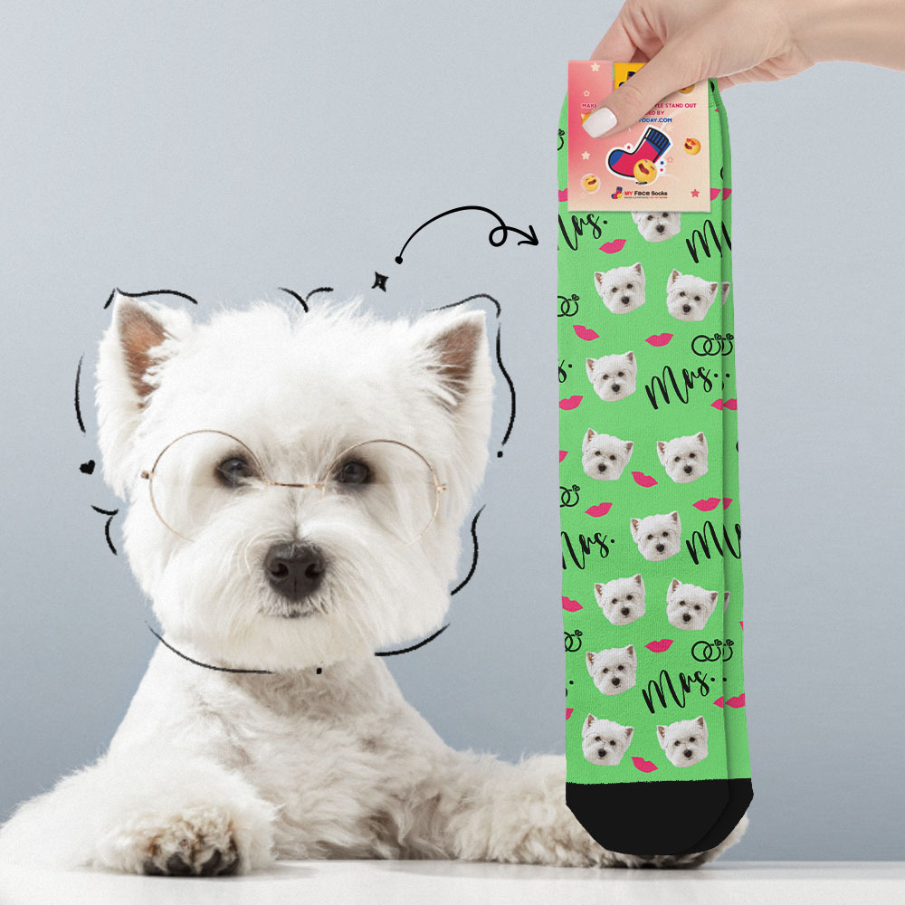 Benutzerdefinierte Vollgesichtssocken, Mrs. Cute-socken, Personalisiertes Foto, Individuelles Design, Beste Geschenkidee - MyFaceSocksDE