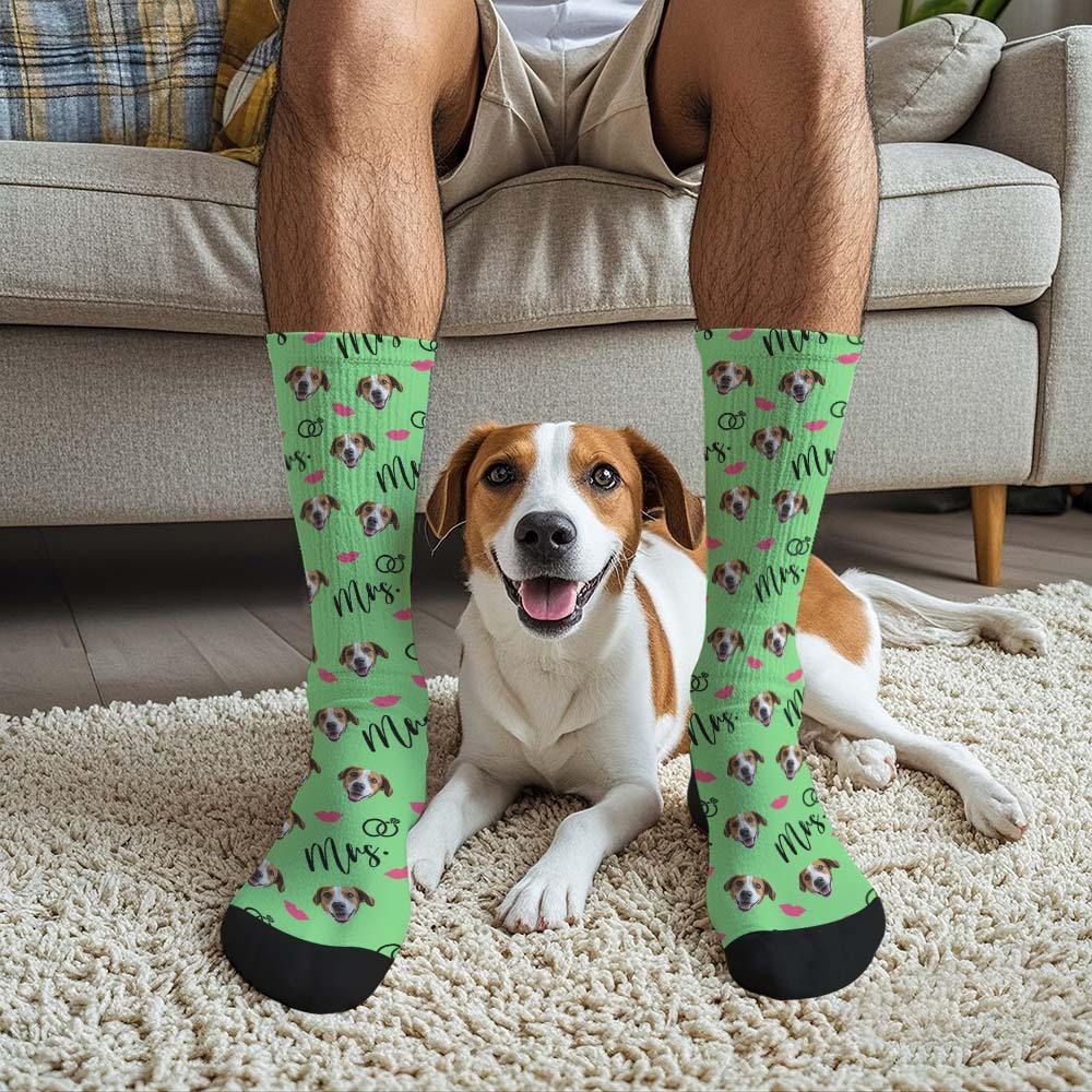 Benutzerdefinierte Vollgesichtssocken, Mrs. Cute-socken, Personalisiertes Foto, Individuelles Design, Beste Geschenkidee - MyFaceSocksDE