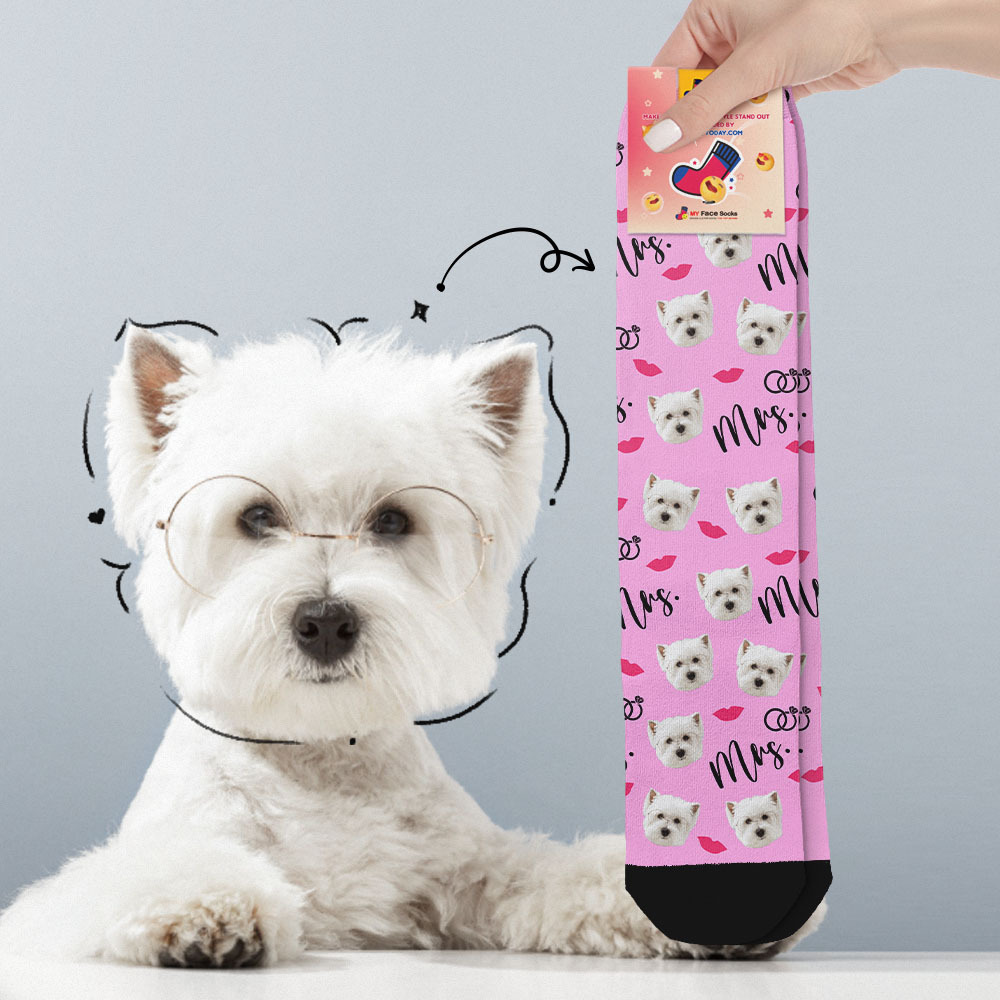 Benutzerdefinierte Vollgesichtssocken, Mrs. Cute-socken, Personalisiertes Foto, Individuelles Design, Beste Geschenkidee - MyFaceSocksDE