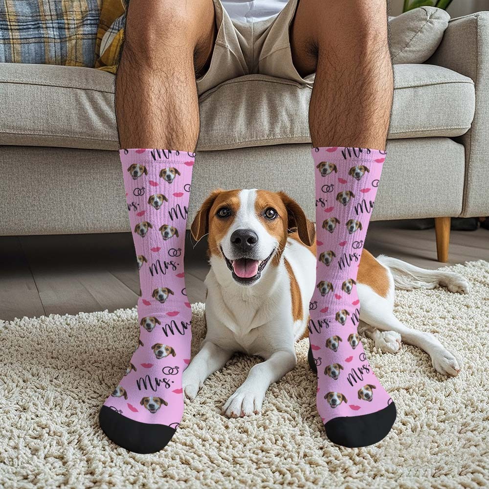 Benutzerdefinierte Vollgesichtssocken, Mrs. Cute-socken, Personalisiertes Foto, Individuelles Design, Beste Geschenkidee - MyFaceSocksDE