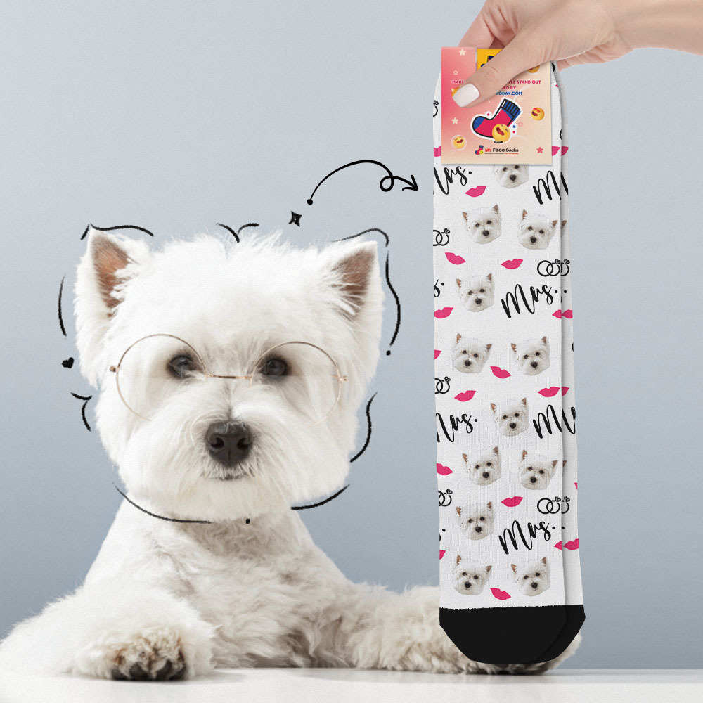 Benutzerdefinierte Vollgesichtssocken, Mrs. Cute-socken, Personalisiertes Foto, Individuelles Design, Beste Geschenkidee - MyFaceSocksDE