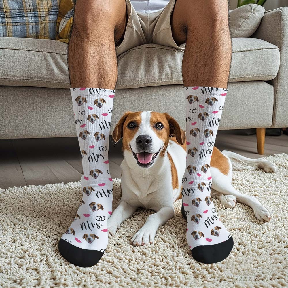 Benutzerdefinierte Vollgesichtssocken, Mrs. Cute-socken, Personalisiertes Foto, Individuelles Design, Beste Geschenkidee - MyFaceSocksDE