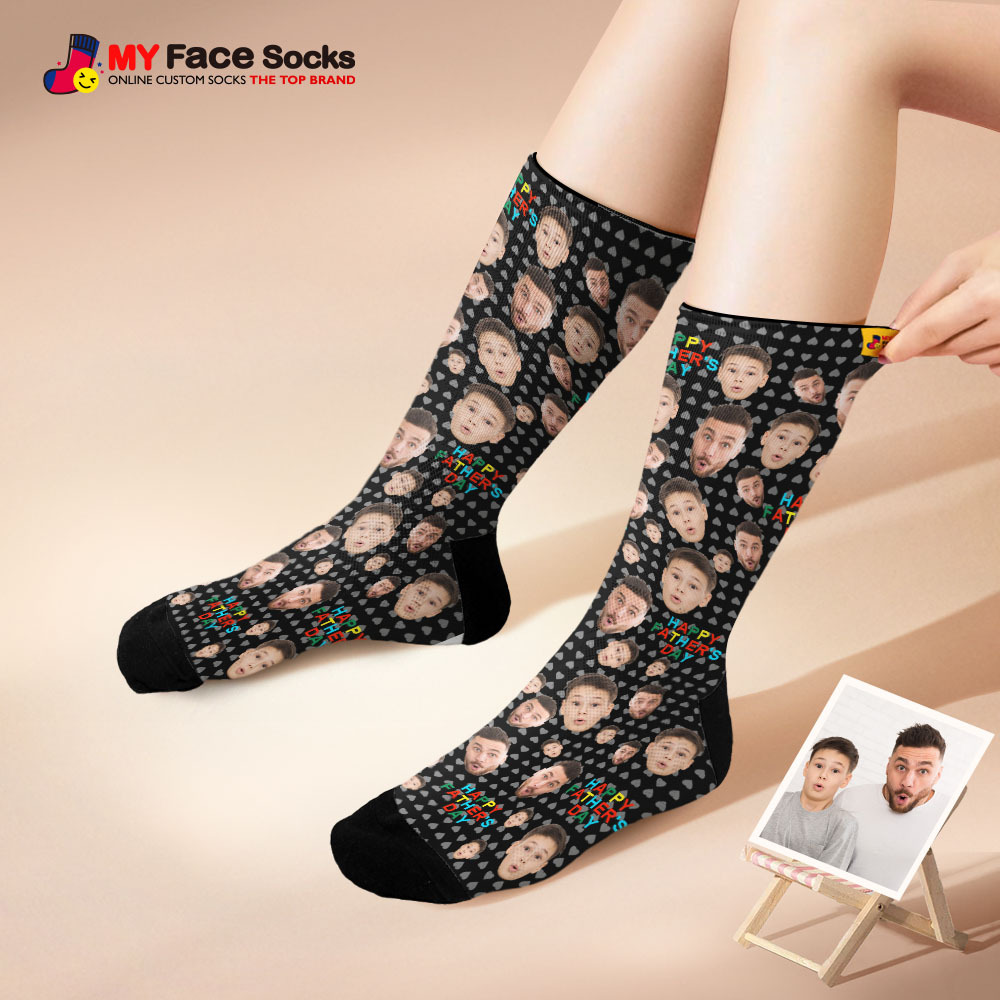 Benutzerdefinierte Vollgesichts-fotodruck-socken, Bunt, Happy Fathers Day, Personalisiertes Individuelles Design, Beste Geschenkidee - MyFaceSocksDE