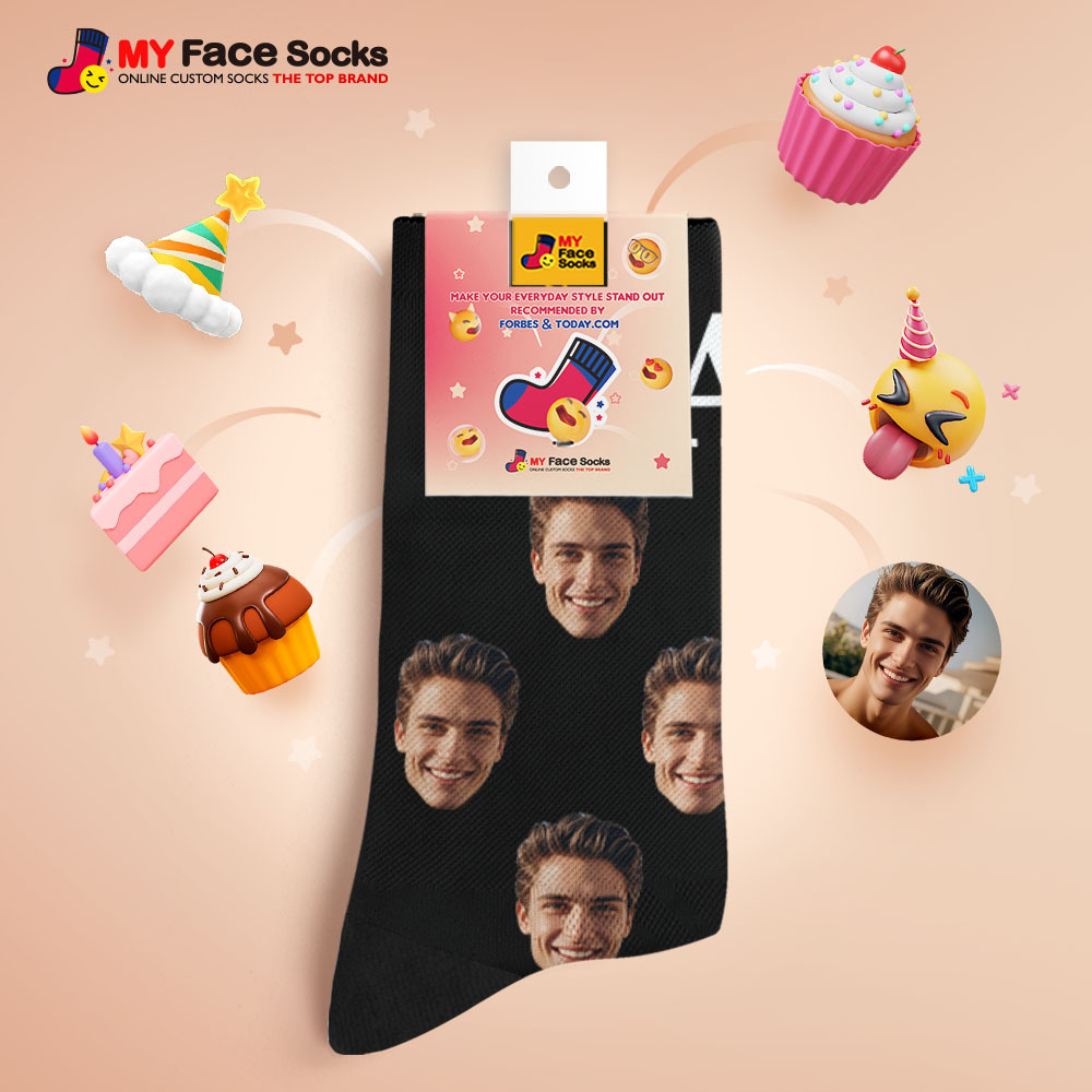 Personalisierte Socken Mit Fotodruck, Bunte Kronen-papa-socken, Personalisiertes Individuelles Design, Das Beste Geschenk Für Papa - MyFaceSocksDE