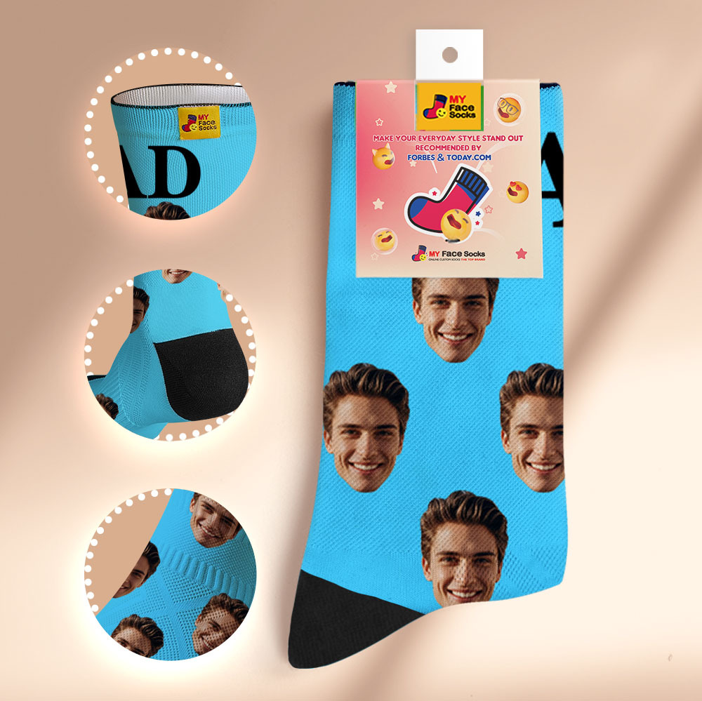 Personalisierte Socken Mit Fotodruck, Bunte Kronen-papa-socken, Personalisiertes Individuelles Design, Das Beste Geschenk Für Papa - MyFaceSocksDE