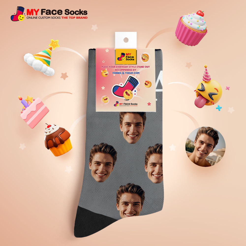 Personalisierte Socken Mit Fotodruck, Bunte Kronen-papa-socken, Personalisiertes Individuelles Design, Das Beste Geschenk Für Papa - MyFaceSocksDE