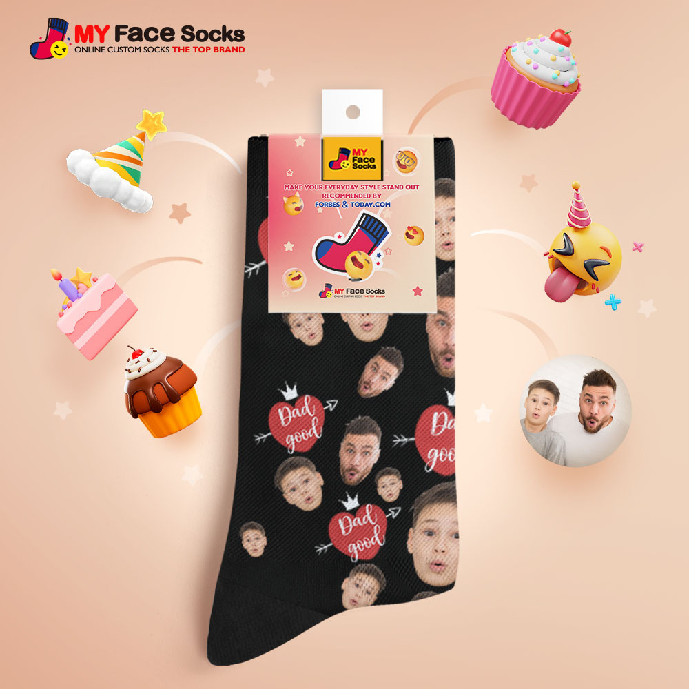 Benutzerdefinierte Socken Mit Fotodruck Für Das Ganze Gesicht. Love Dad. Gute Farbe. Kronen-papa-socken. Personalisiertes Individuelles Design. Bestes Vatertagsgeschenk. - MyFaceSocksDE