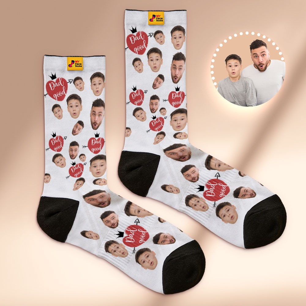 Benutzerdefinierte Socken Mit Fotodruck Für Das Ganze Gesicht. Love Dad. Gute Farbe. Kronen-papa-socken. Personalisiertes Individuelles Design. Bestes Vatertagsgeschenk. - MyFaceSocksDE
