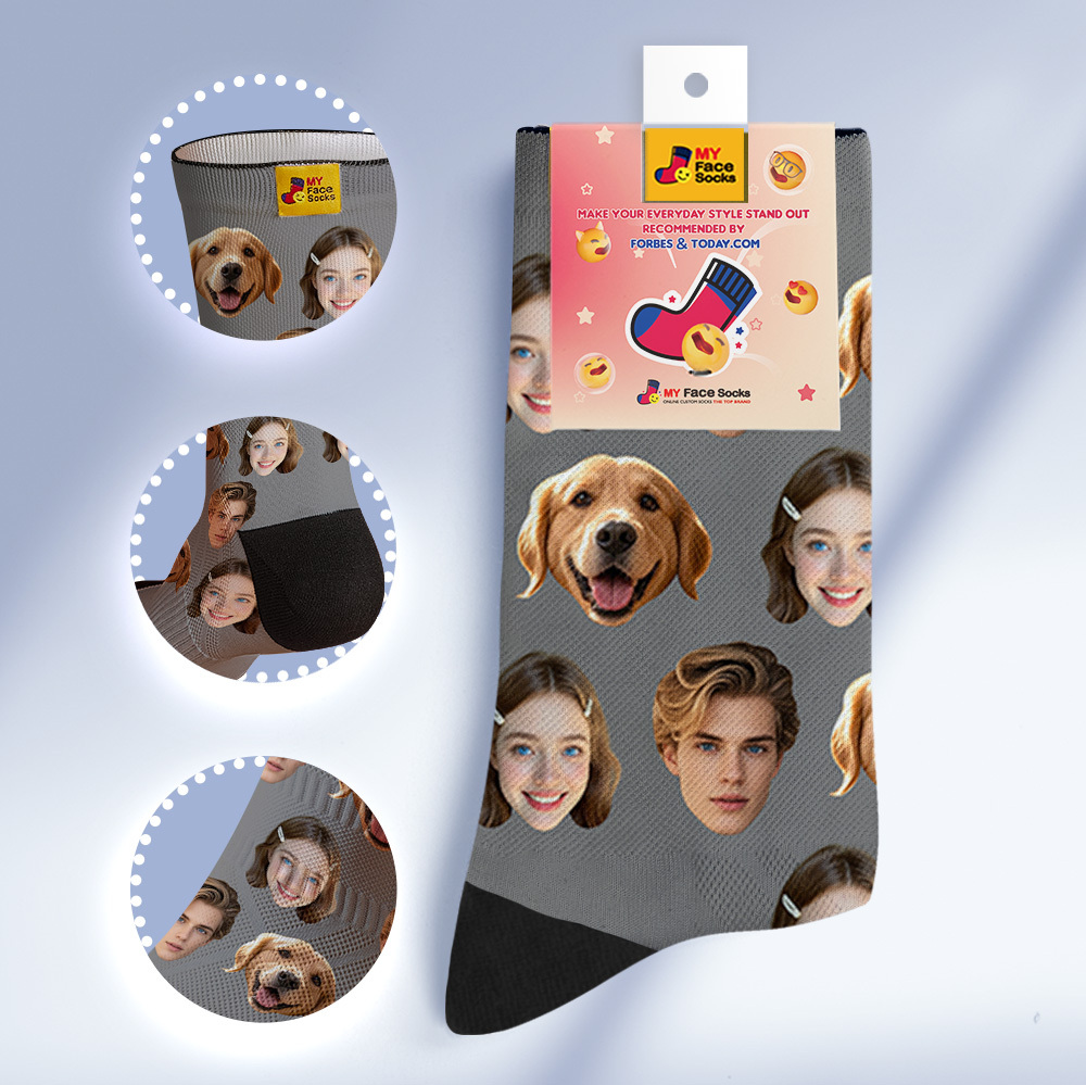 Benutzerdefinierte Gesichtssocken Personalisierte Socken Mit Gesichtern Foto Rot Lustiges Geschenk Foto Familiensocken - MyFaceSocksDE