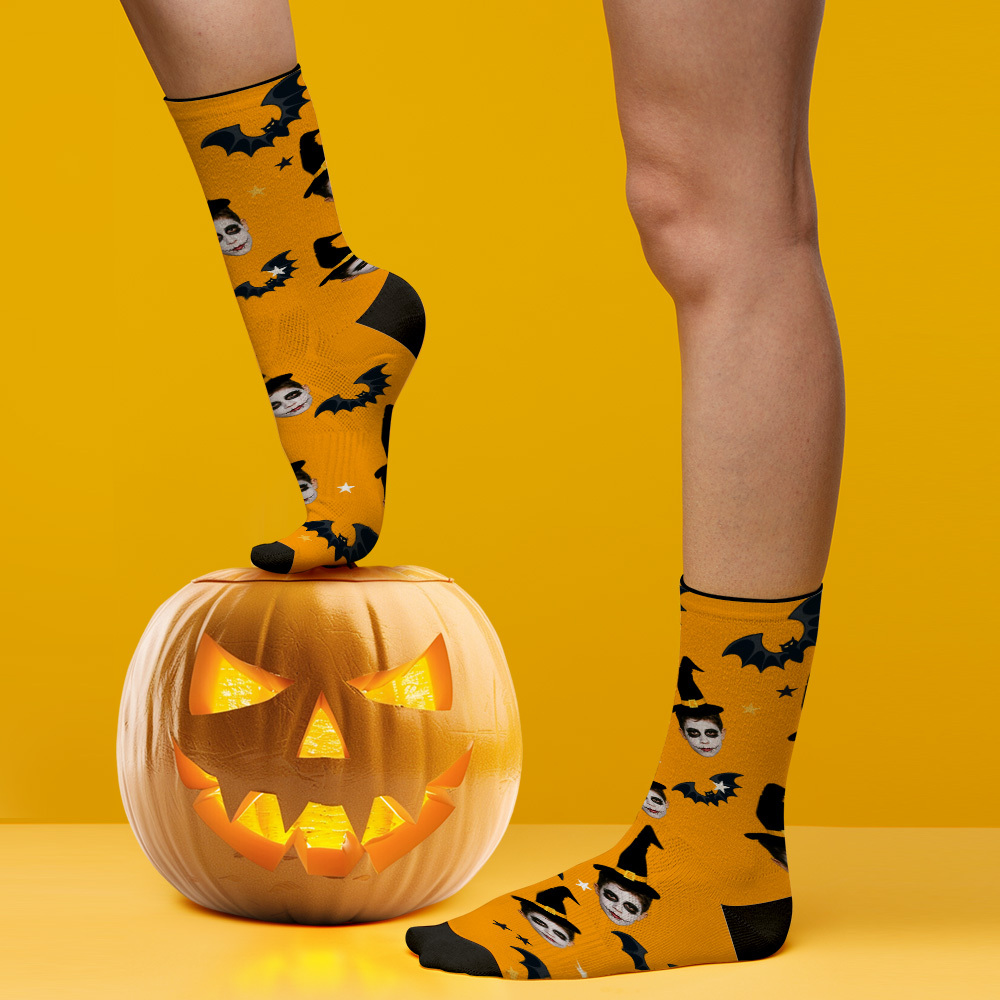 Gruselige Socken, Personalisierte Halloween-gesichtssocken Für Freunde Und Familie - MyFaceSocksDE