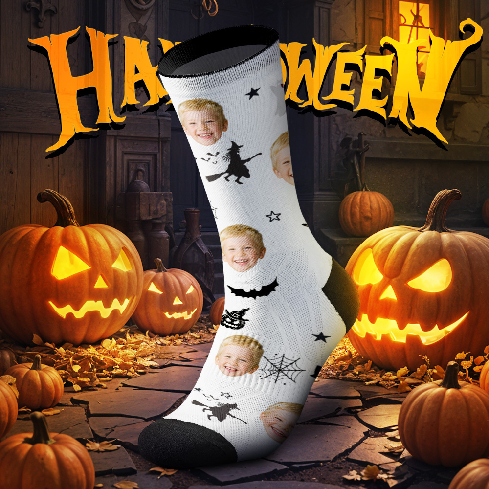 Gruselige Socken, Personalisierte Halloween-gesichtssocken Für Freunde Und Familie - MyFaceSocksDE