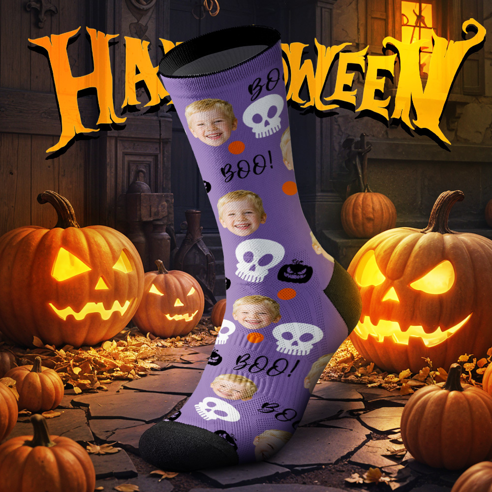 Gruselige Socken, Personalisierte Halloween-gesichtssocken Für Freunde Und Familie - MyFaceSocksDE