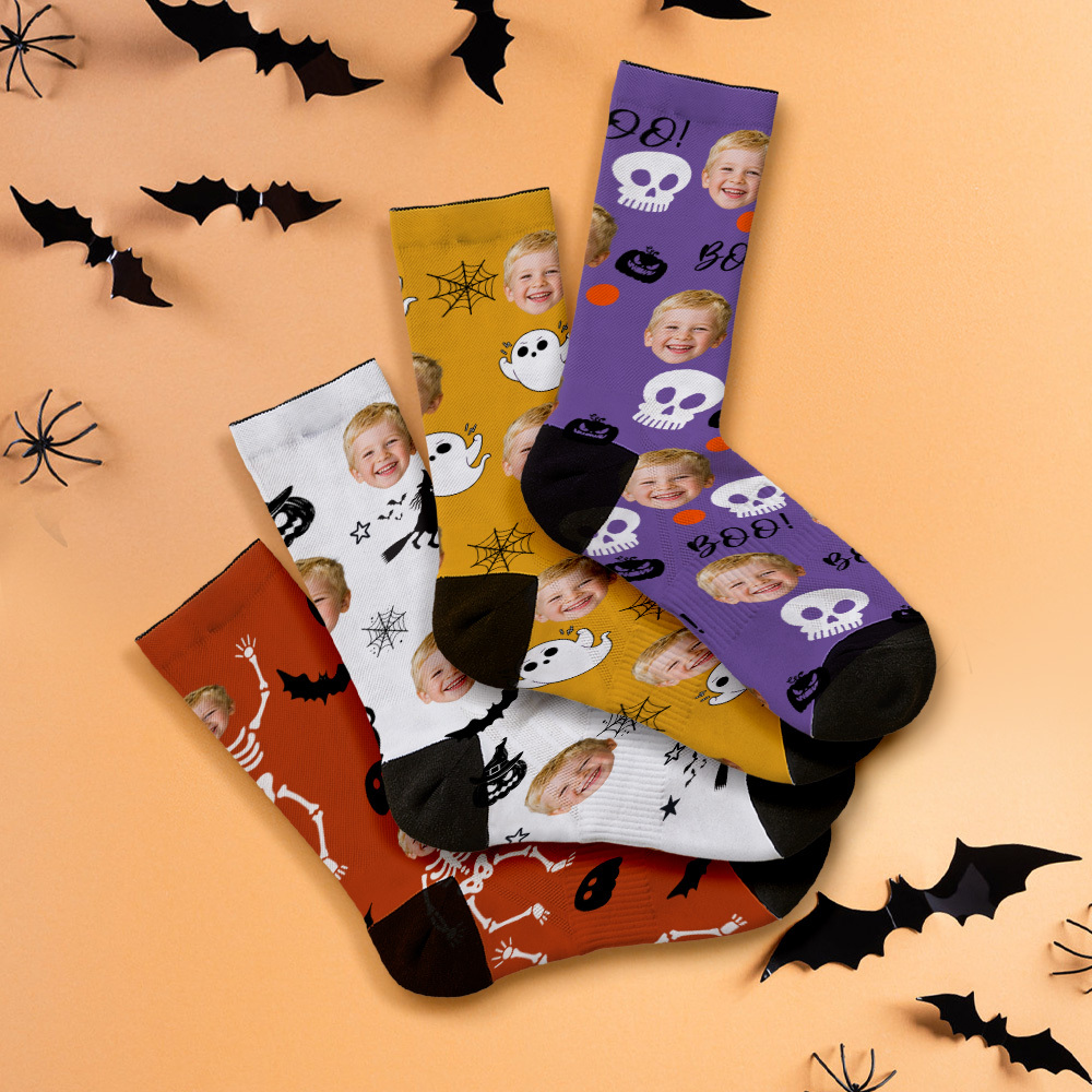 Gruselige Socken, Personalisierte Halloween-gesichtssocken Für Freunde Und Familie - MyFaceSocksDE