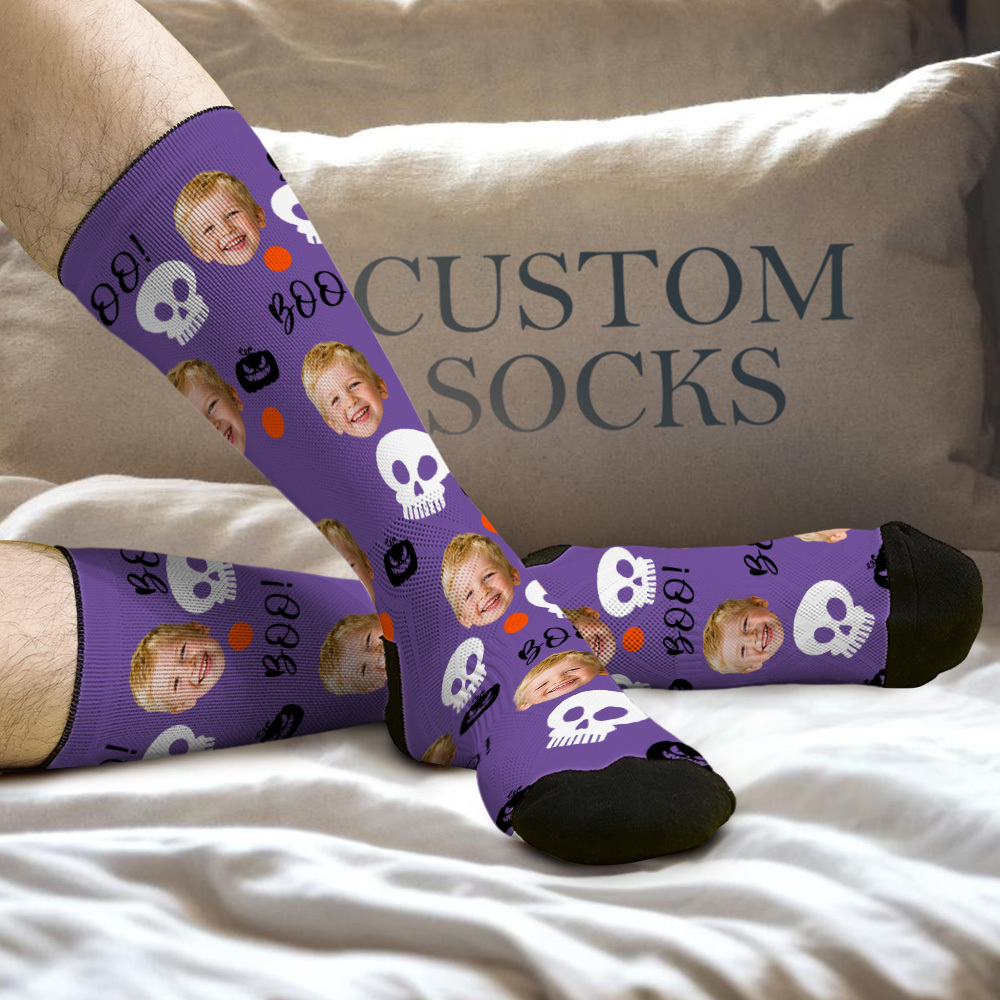 Gruselige Socken, Personalisierte Halloween-gesichtssocken Für Freunde Und Familie - MyFaceSocksDE