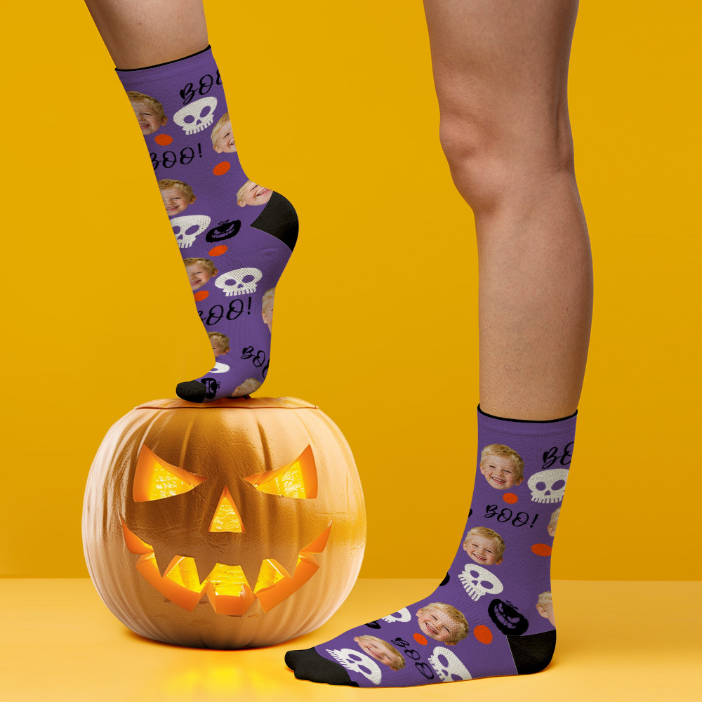 Gruselige Socken, Personalisierte Halloween-gesichtssocken Für Freunde Und Familie - MyFaceSocksDE