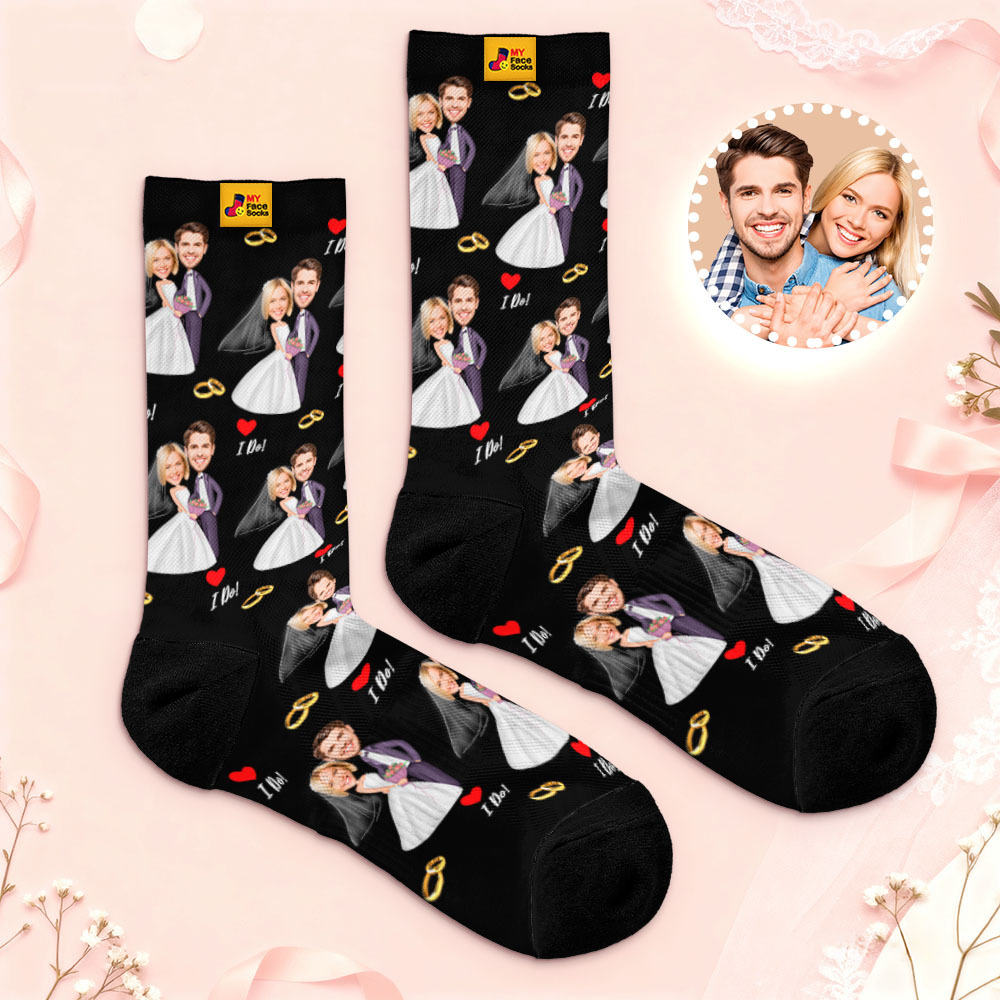 Personalisierte Hochzeitssocken, Personalisierte Paarfotosocken, Lustiges Braut- Und Bräutigamgeschenk, Personalisiertes Jubiläums- Oder Verlobungsgeschenk - MyFaceSocksDE