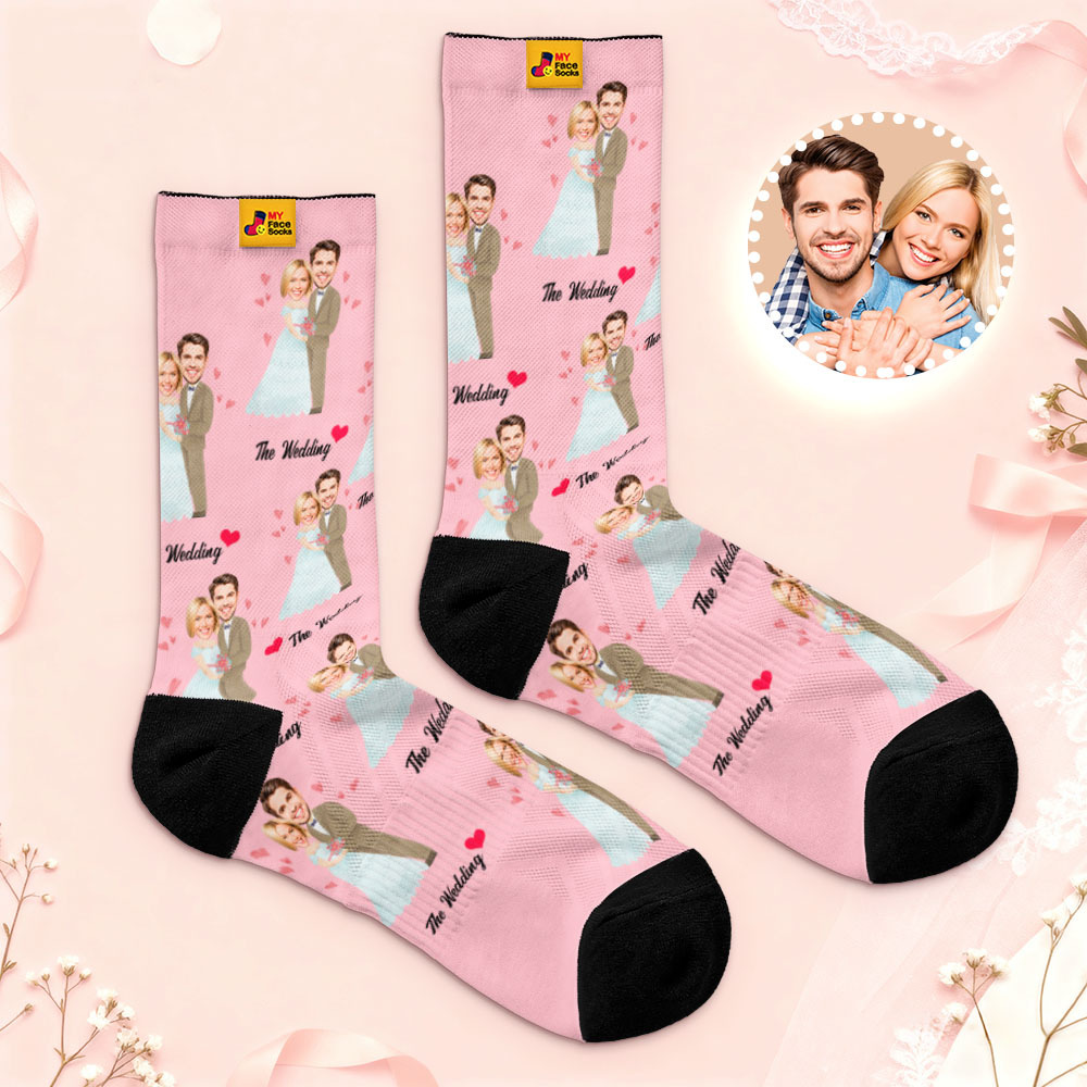 Personalisierte Hochzeitssocken, Personalisierte Paarfotosocken, Lustiges Braut- Und Bräutigamgeschenk, Personalisiertes Jubiläums- Oder Verlobungsgeschenk - MyFaceSocksDE