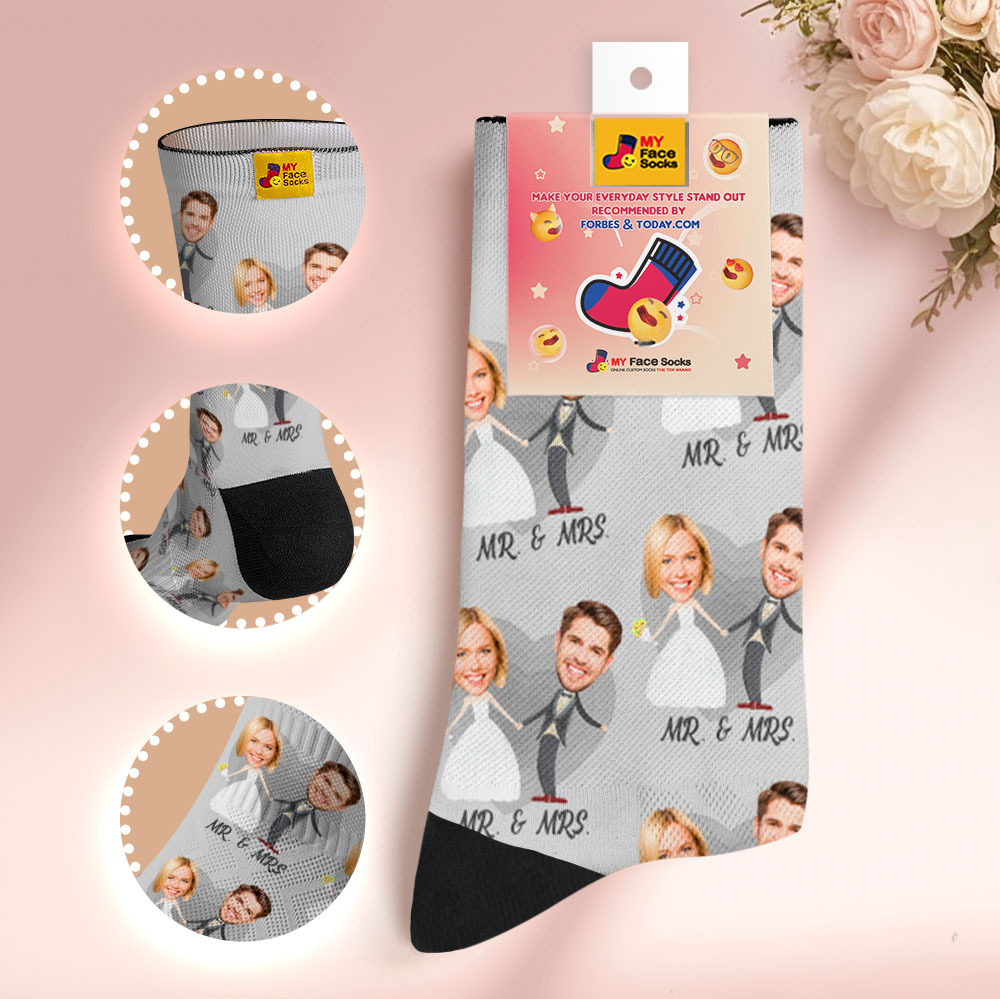 Personalisierte Hochzeitssocken, Personalisierte Paarfotosocken, Lustiges Braut- Und Bräutigamgeschenk, Personalisiertes Jubiläums- Oder Verlobungsgeschenk - MyFaceSocksDE