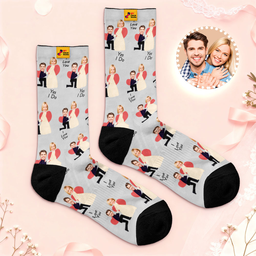 Personalisierte Hochzeitssocken, Personalisierte Paarfotosocken, Lustiges Braut- Und Bräutigamgeschenk, Personalisiertes Jubiläums- Oder Verlobungsgeschenk - MyFaceSocksDE
