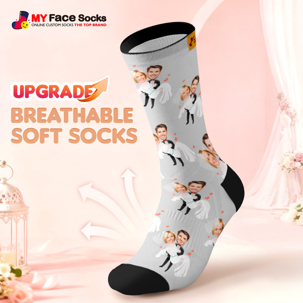 Personalisierte Hochzeitssocken, Personalisierte Paarfotosocken, Lustiges Braut- Und Bräutigamgeschenk, Personalisiertes Jubiläums- Oder Verlobungsgeschenk - MyFaceSocksDE