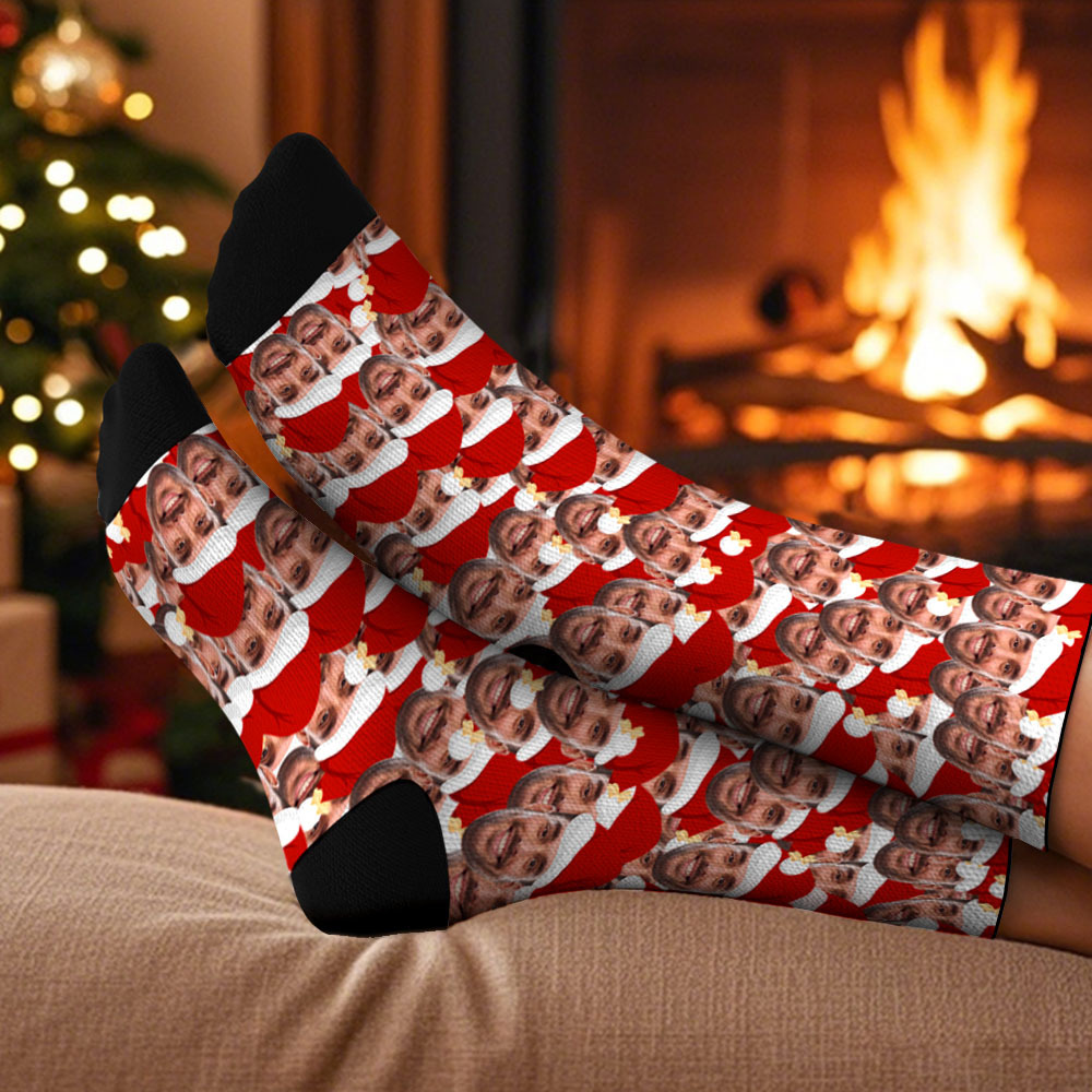 Personalisierte Weihnachtssocken Mit Gesichtsmotiven – Diy-socken Mit Hintergrundmotiven – Geschenk Für Familie Und Paar - MyFaceSocksDE