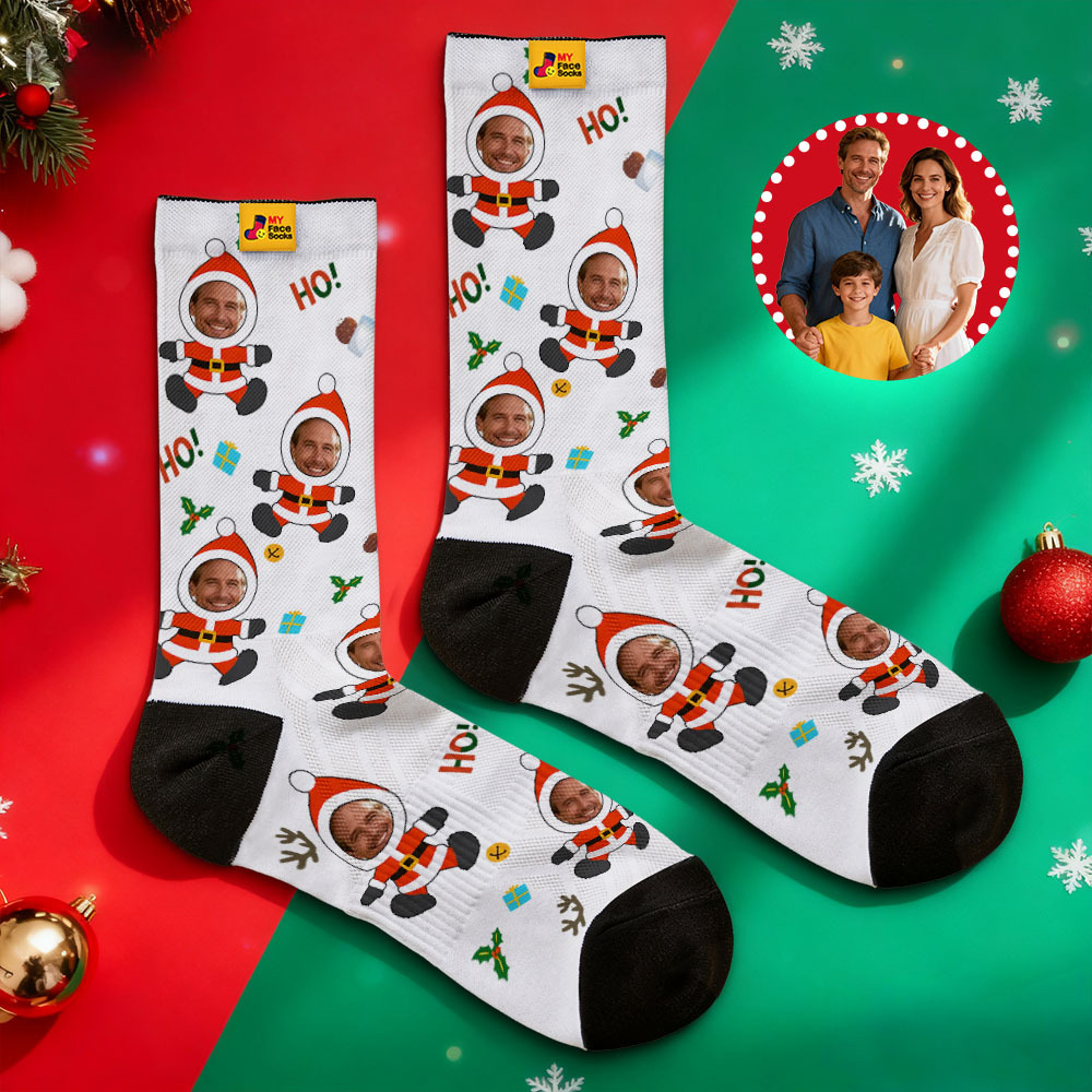 Personalisierte Weihnachtssocken Schneemann Hoho Weihnachtssocken Individuelle Weihnachtssocken Geschenk Für Familie Paar - MyFaceSocksDE