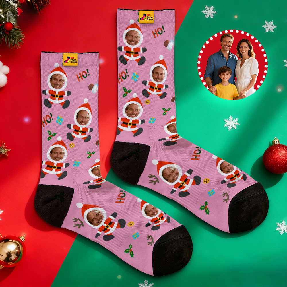 Personalisierte Weihnachtssocken Schneemann Hoho Weihnachtssocken Individuelle Weihnachtssocken Geschenk Für Familie Paar - MyFaceSocksDE