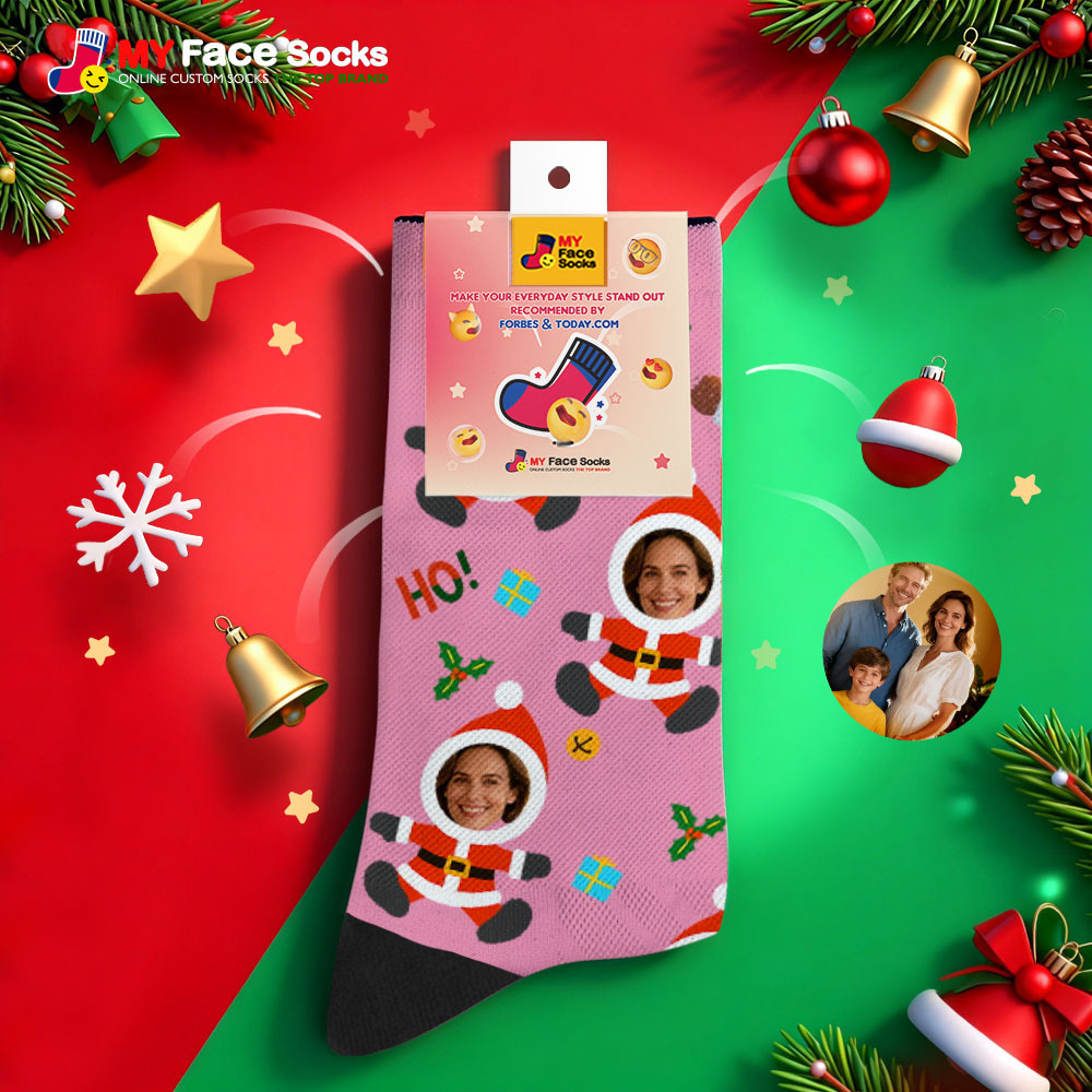 Personalisierte Weihnachtssocken Schneemann Hoho Weihnachtssocken Individuelle Weihnachtssocken Geschenk Für Familie Paar - MyFaceSocksDE