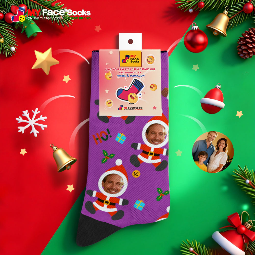 Personalisierte Weihnachtssocken Schneemann Hoho Weihnachtssocken Individuelle Weihnachtssocken Geschenk Für Familie Paar - MyFaceSocksDE
