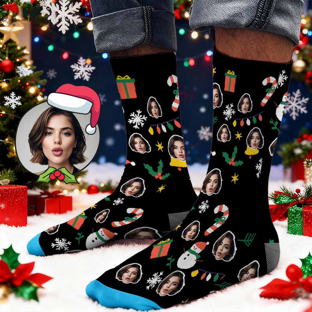 Individuell Bedruckte Socken Mit Gesichtern Als Weihnachtsgeschenkbox – Personalisierte Designs – Die Beste Geschenkidee Für Den Weihnachtsmann