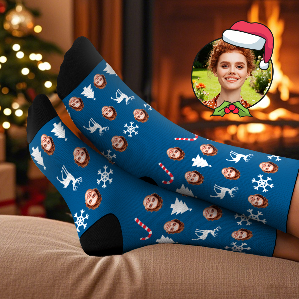 Personalisierte Weihnachtsbaum-socken Mit Gesichtsmotiven – Das Perfekte Weihnachtsgeschenk Für Die Familie - MyFaceSocksDE