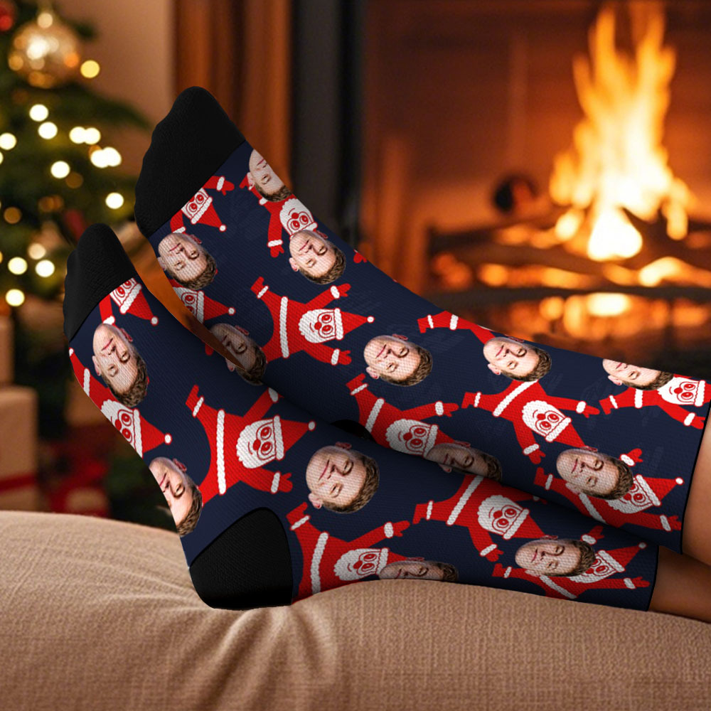 Personalisierte Lustige Weihnachtssocken Mit Individuellem Gesicht, Weihnachtsmann-socken – Das Perfekte Geschenk - MyFaceSocksDE