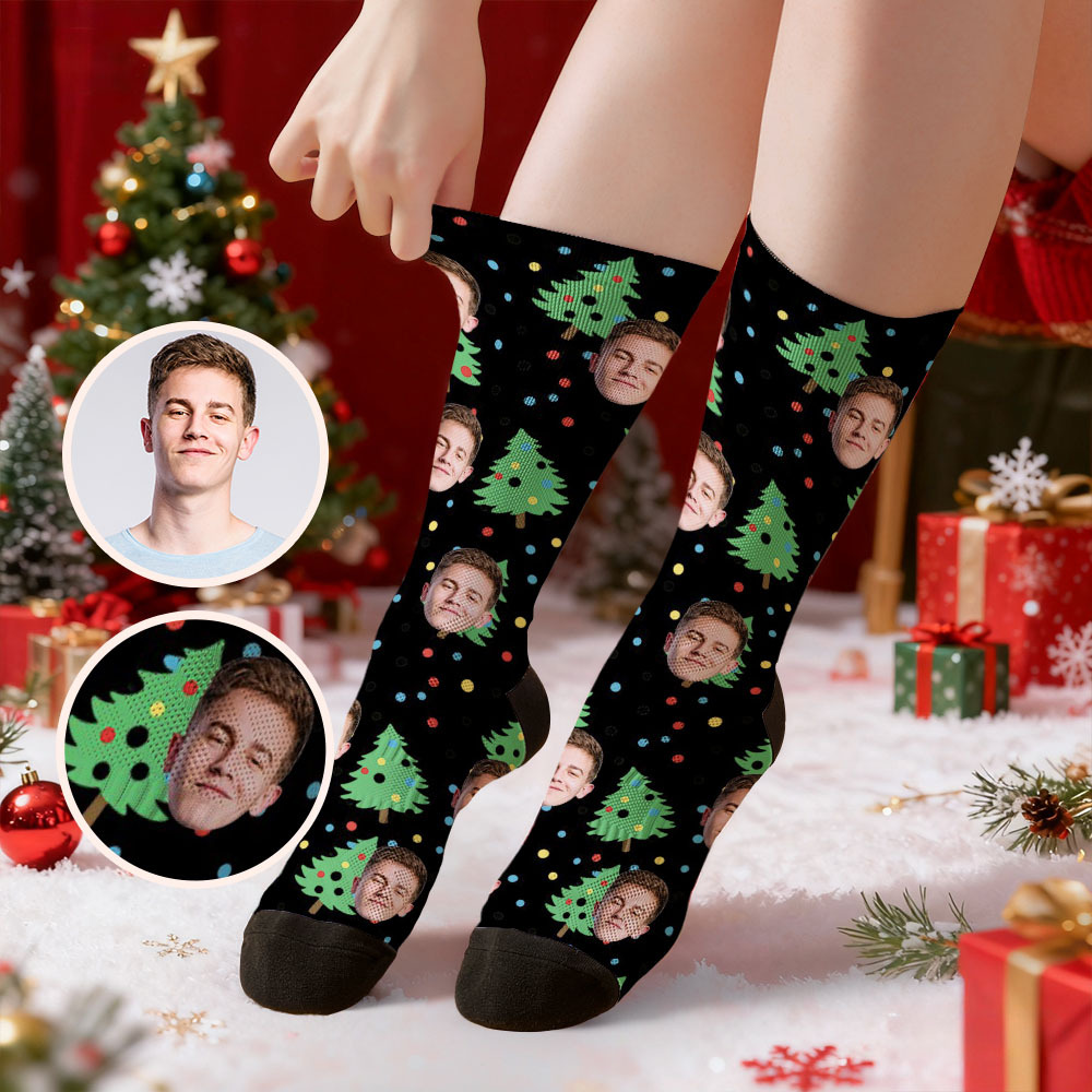 Personalisierte Lustige Weihnachtssocken Mit Individuellem Gesicht, Weihnachtsmann-socken – Das Perfekte Geschenk - MyFaceSocksDE