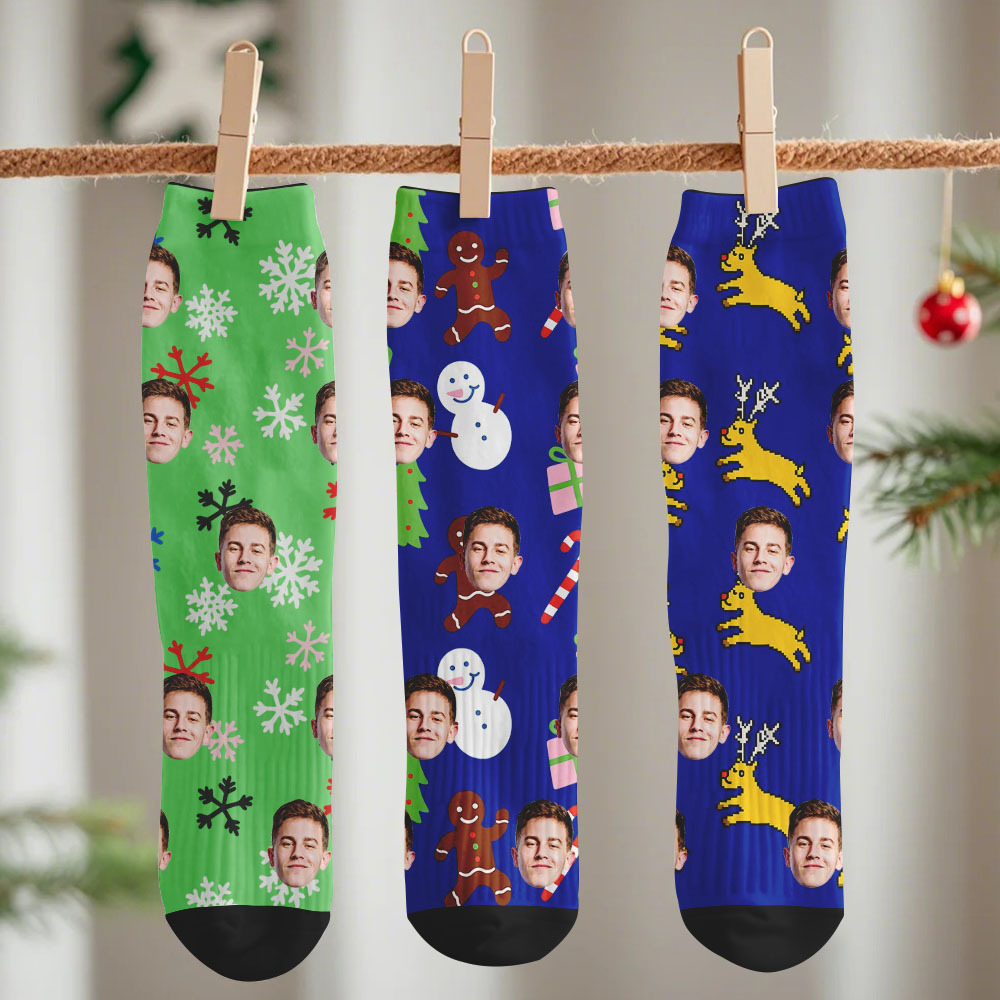 Personalisierte Lustige Weihnachtssocken Mit Individuellem Gesicht, Weihnachtsmann-socken – Das Perfekte Geschenk - MyFaceSocksDE